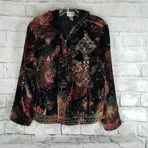 Chico's Velvet Burnout Hooded Zippered Jacket